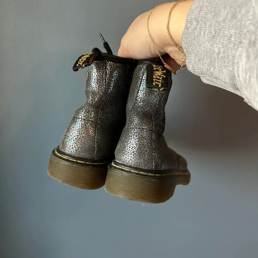 Doc marten black‎ iridescent boots